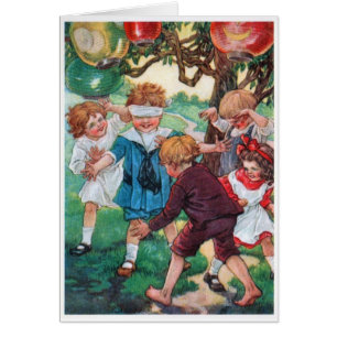 Cartão Vintage - Crianças em Play,