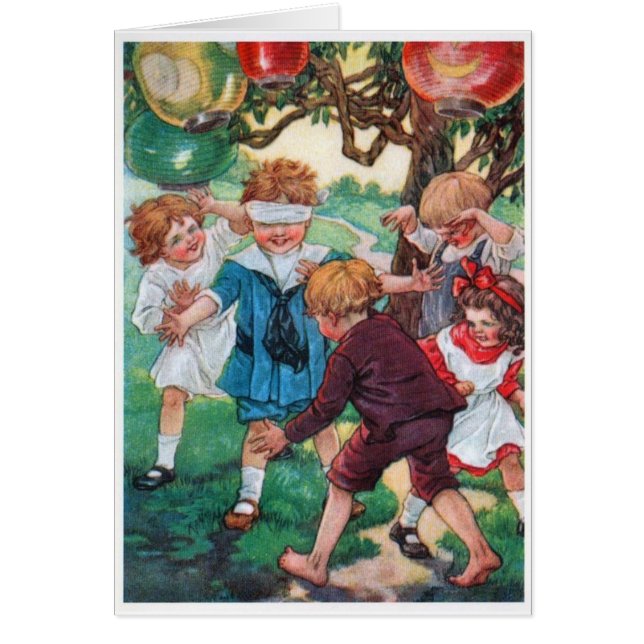 Cartão Vintage - Crianças em Play, (Frente)