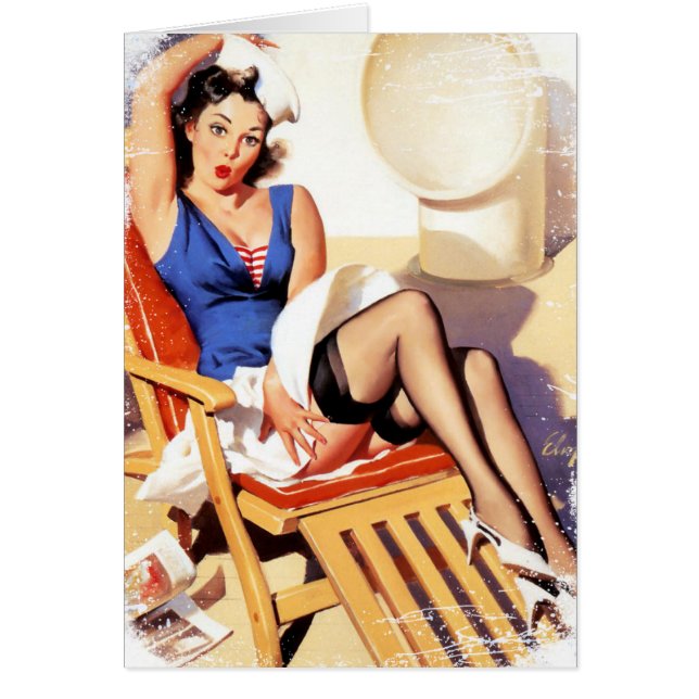 Cartão Vintage Cruise Girl Grunge (Frente)