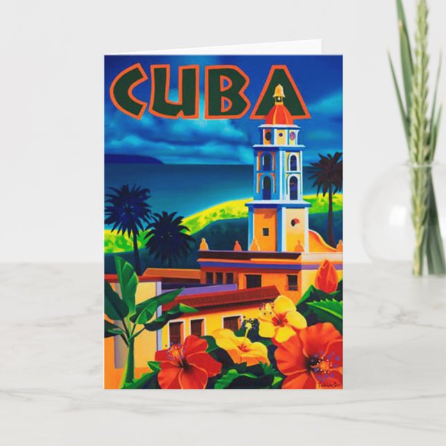 Cartão Vintage Cuba Viagem (Frente)
