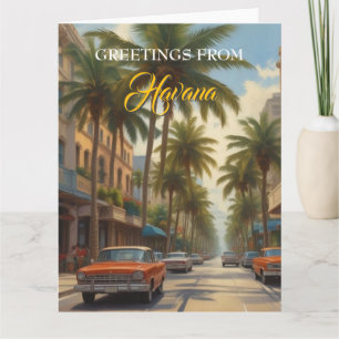 Cartão Vintage Cuba Viagem - Saudações De Havana