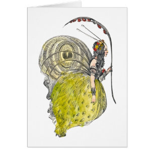 Cartão Vintage Cute Fantasy Borboleta Fada com Asas