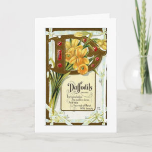 Cartão Vintage Daffodils Jar Label Thinking of You Card