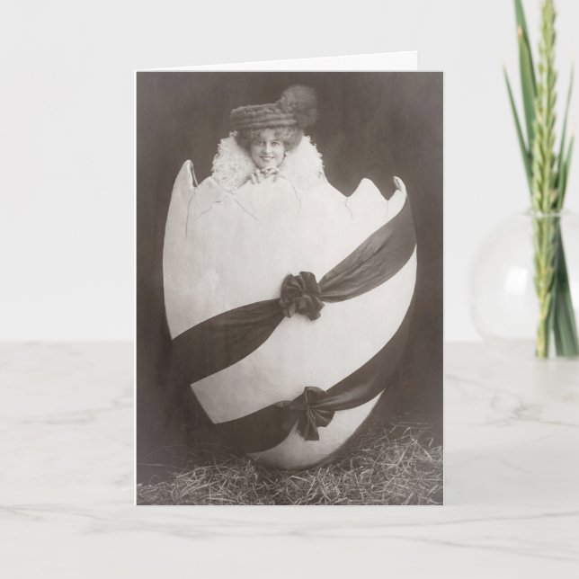 Cartão Vintage - Dama de Ovos de Páscoa (Frente)