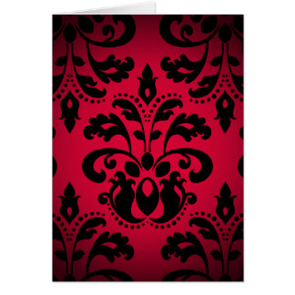 Cartão Vintage damask gótico preto e vermelho