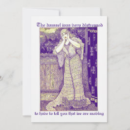 Cartão Vintage Damsel em Mudança de endereço em socorro