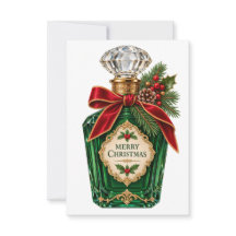 Vintage Dark Green Perfume Bottle Merry Christmas