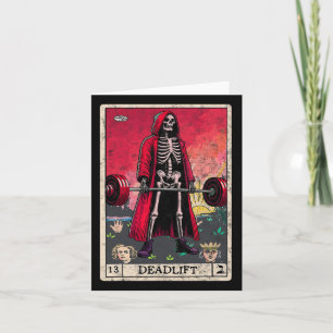 Cartão Vintage Deadlifo Skeleton Halloween Gym Piada Weig