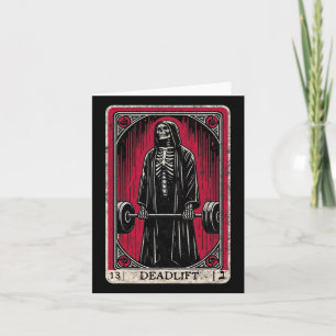 Cartão Vintage Deadlifo Skeleton Halloween Gym Piada Weig