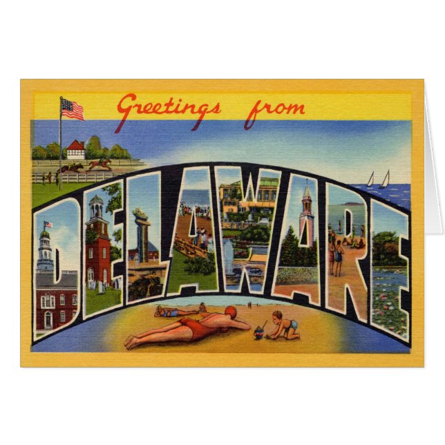 Cartão Vintage Delaware (Frente horizontal)