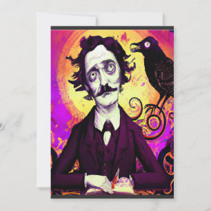 Cartão Vintage Digital Olha Edgar Allan Poe Raven