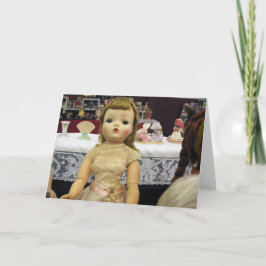Cartão Vintage Doll in Beige Lace Greeting Card - Vazio