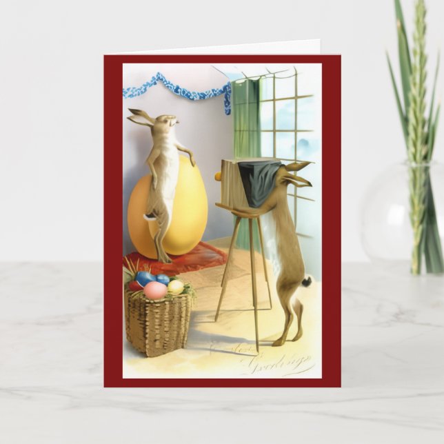 Cartão Vintage Easter Bunny Spring (Frente)