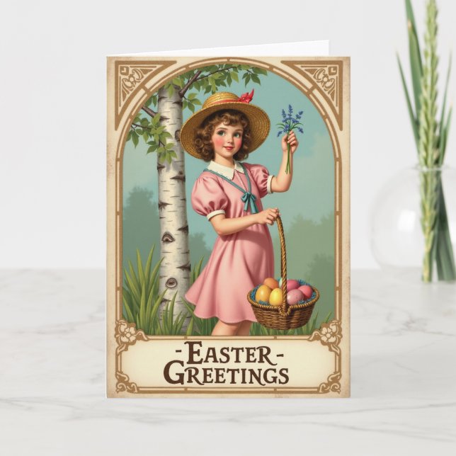 Cartão Vintage Easter Greetings Card (Frente)