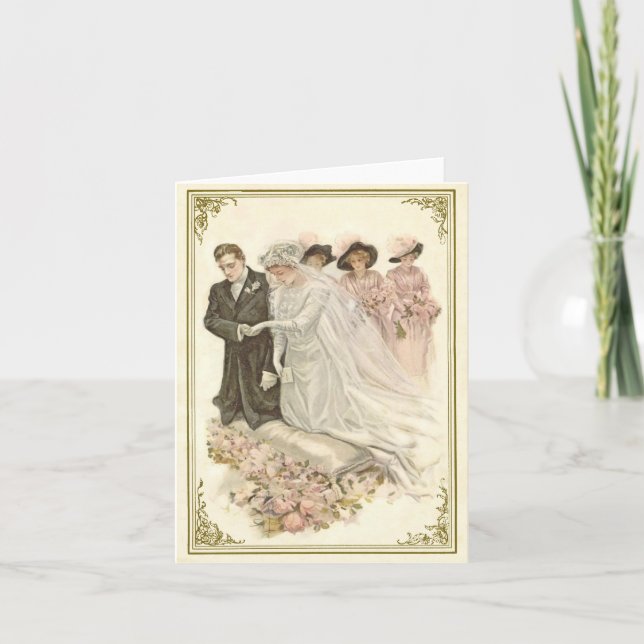 Cartão Vintage, Edwardian que Wedding Notecard (Frente)