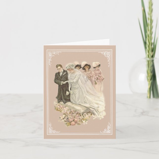 Cartão Vintage, Edwardian que Wedding Notecard (Frente)