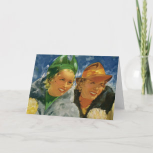 Cartão Vintage Elegante e Na moda, melhores amigos!