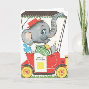 Cartão Vintage Elephant Birthday Greeting Card