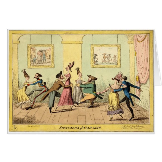 Cartão Vintage - espécimes de Waltzing, (Frente Horizontal)