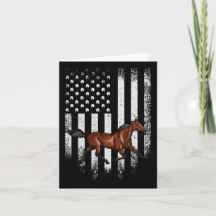 Cartão Vintage Estados Unidos Bandeira Americana Horse Ho