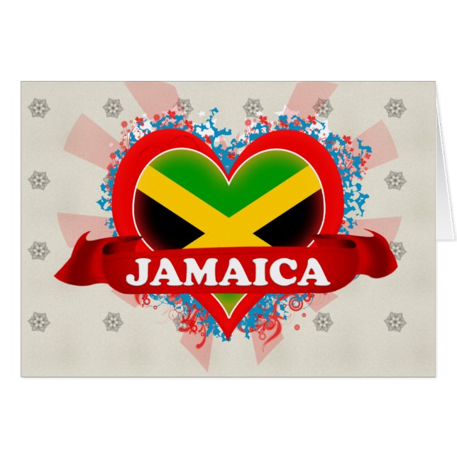 Cartão Vintage eu amo Jamaica (Frente Horizontal)
