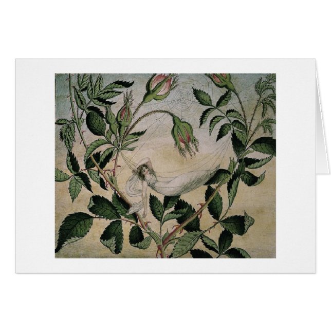 Cartão Vintage - fada em um Hammock, (Frente Horizontal)