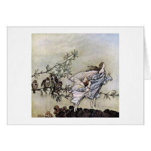 Cartão Vintage - fadas em vôo,