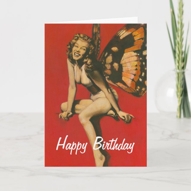 Cartão Vintage Fairy Birthday Card (Frente)