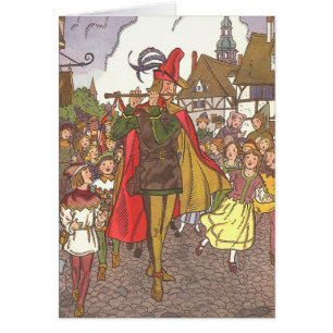 Cartão Vintage Fairy Tale Pied Piper de Hamelin por Hauma