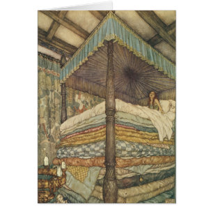 Cartão Vintage Fairy Tale, Princess and Pea, Edmund Dulac