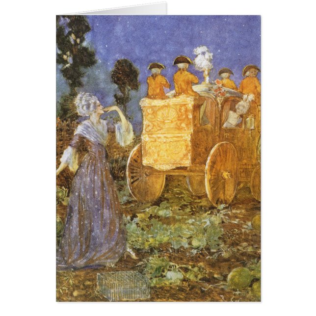 Cartão Vintage Fairy Tales Cinderella e Fairy Godmama (Frente)