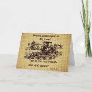 Cartão Vintage Farmer Greeting Card Bible Verse