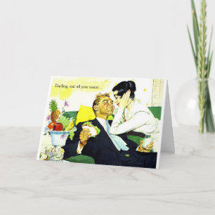 Cartão Vintage - Farto na cama à noite,