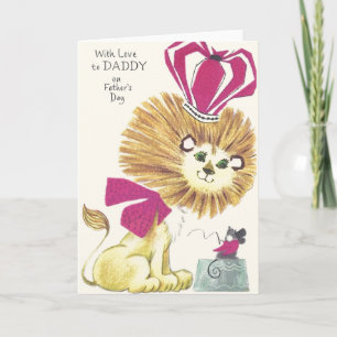 Cartão Vintage Father's Day King Lion Greeting Card