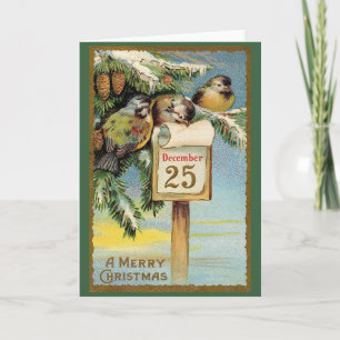 Cartão Vintage Feliz Saudação de Natal