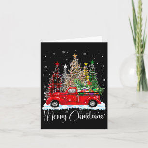 Cartão Vintage Felry Christmas Red Truck Old Fashiked Ch