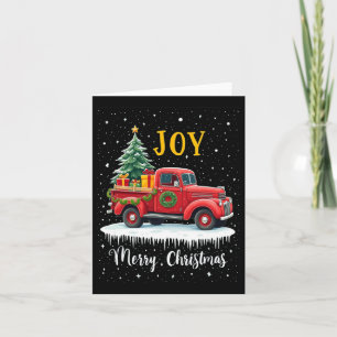 Cartão Vintage Felry Christmas Red Truck Old Fashiked Ch