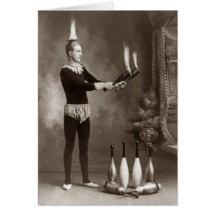 Cartão Vintage Fire Juggler