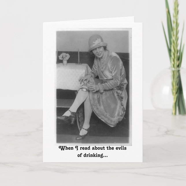 Cartão Vintage Flapper - Mau do Bebendo, (Frente)