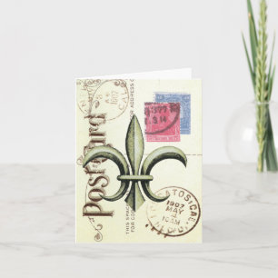 Cartão Vintage-Fleur de Lis - notecard