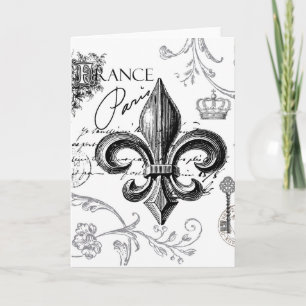 Cartão Vintage Fleur de Lis notecard