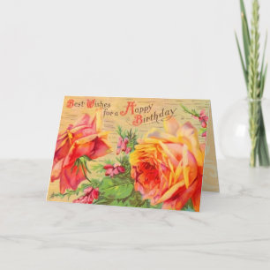 Cartão Vintage Floral Birthday Card