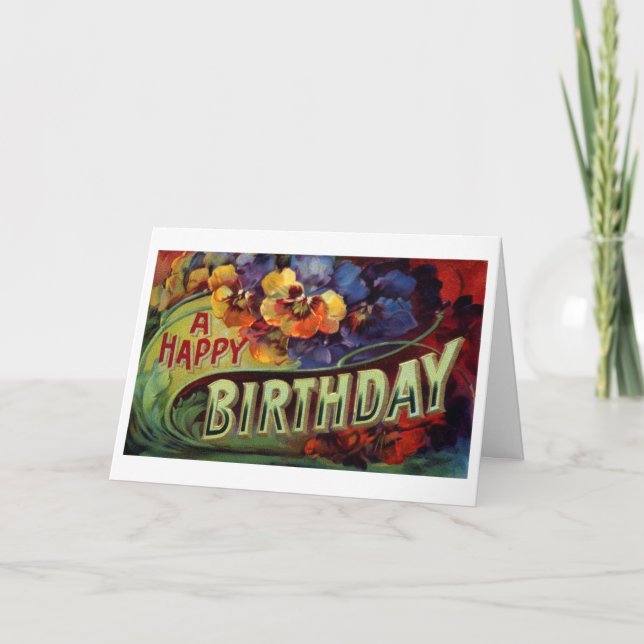 Cartão Vintage Floral Birthday Card (Frente)