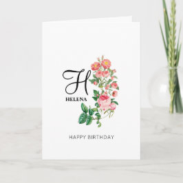 Cartão Vintage Floral Botanograma Monograma Aniversário