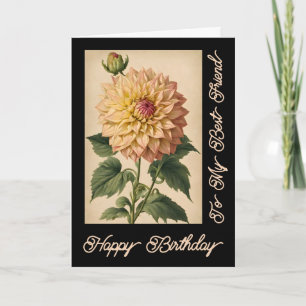 Cartão Vintage Floral Clássica Branca Dahlia Negra Aniver