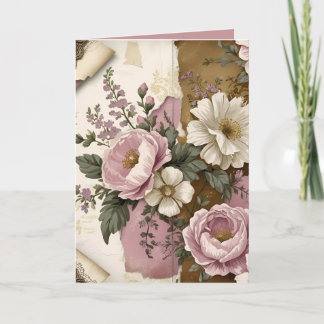 Cartão Vintage Floral - Folded Greeting Card