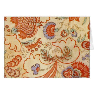 Cartão Vintage Floral Francês Chintz Antiquado Terracota
