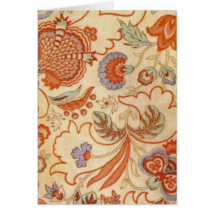 Cartão Vintage Floral Francês Chintz Antiquado Terracota