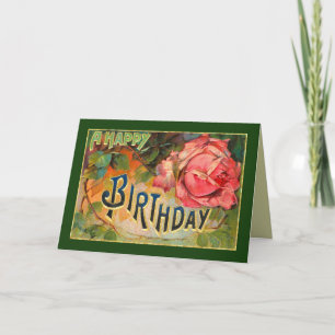 Cartão Vintage Floral Happy Birthday