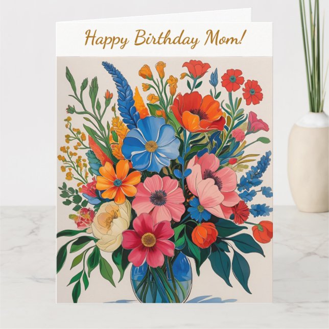 Cartão Vintage Floral Happy Birthday Card (Frente)